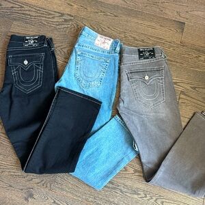 True Religion black, grey, and blue bundle